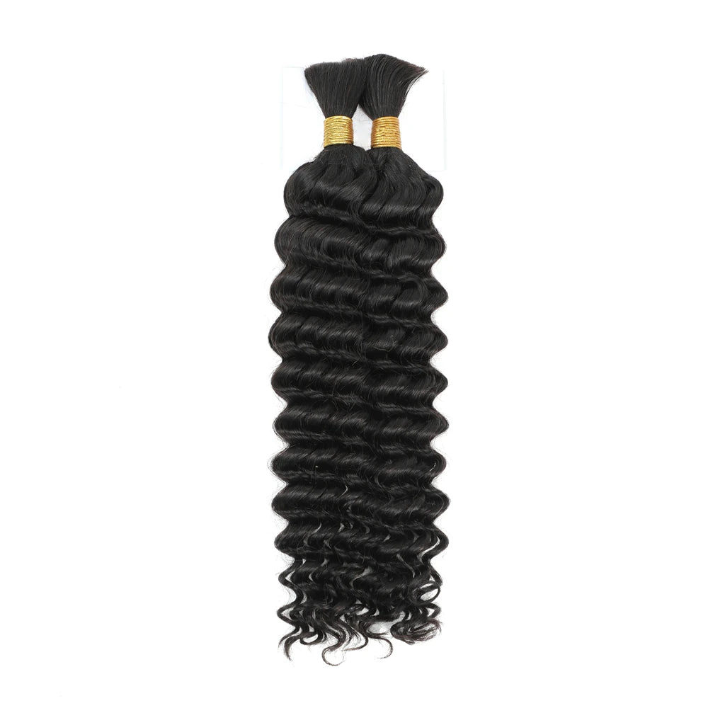 Bulk Deep Wave Human Hair for Braiding - No Weft