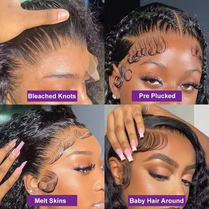 Glueless 360 HD Lace Front Water Wave Wig for Black Women